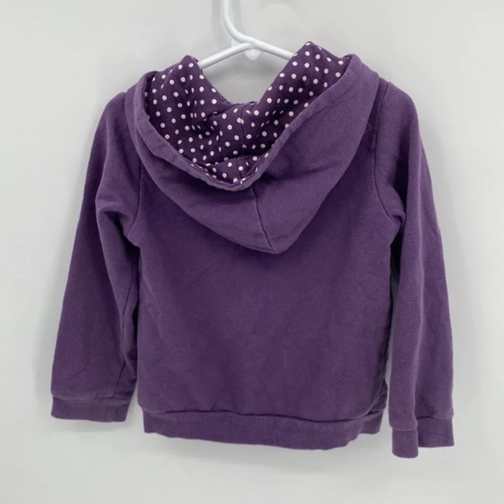 Oshkosh Girls Purple Full Zip Hoodie Sweatshirt size 4 Cozy Floral Polka Dot
